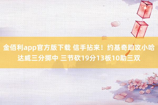 金佰利app官方版下载 信手拈来！约基奇助攻小哈达威三分掷中 三节砍19分13板10助三双