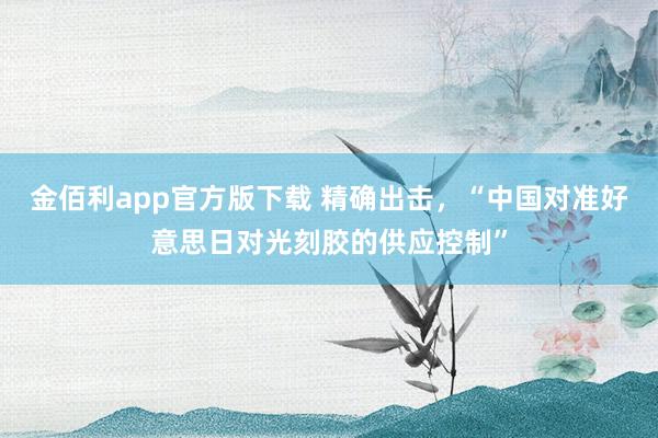 金佰利app官方版下载 精确出击，“中国对准好意思日对光刻胶的供应控制”