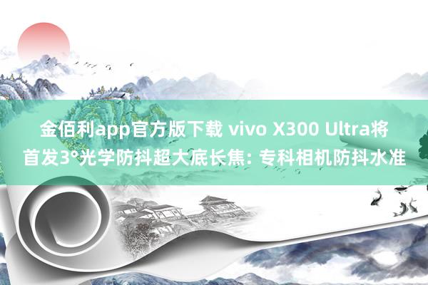 金佰利app官方版下载 vivo X300 Ultra将首发3°光学防抖超大底长焦: 专科相机防抖水准