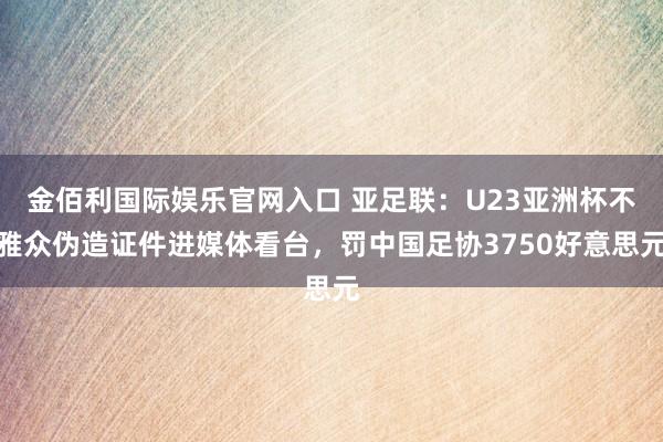金佰利国际娱乐官网入口 亚足联：U23亚洲杯不雅众伪造证件进媒体看台，罚中国足协3750好意思元