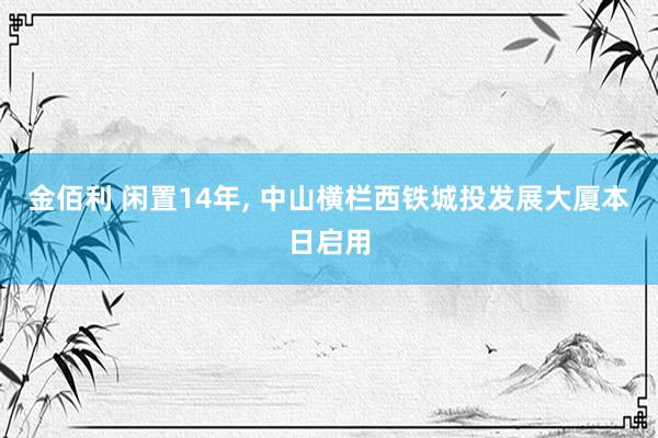 金佰利 闲置14年， 中山横栏西铁城投发展大厦本日启用