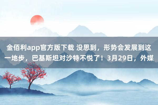 金佰利app官方版下载 没思到，形势会发展到这一地步，巴基斯坦对沙特不悦了！3月29日，外媒
