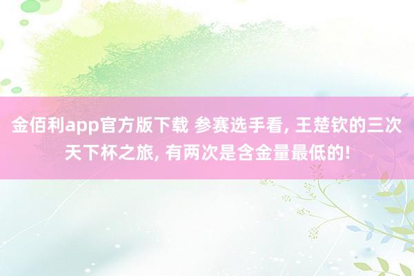 金佰利app官方版下载 参赛选手看， 王楚钦的三次天下杯之旅， 有两次是含金量最低的!