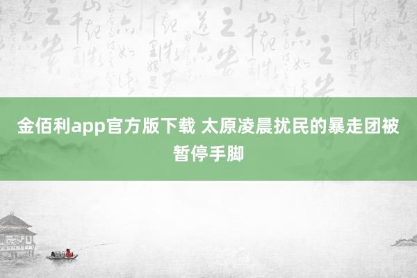 金佰利app官方版下载 太原凌晨扰民的暴走团被暂停手脚