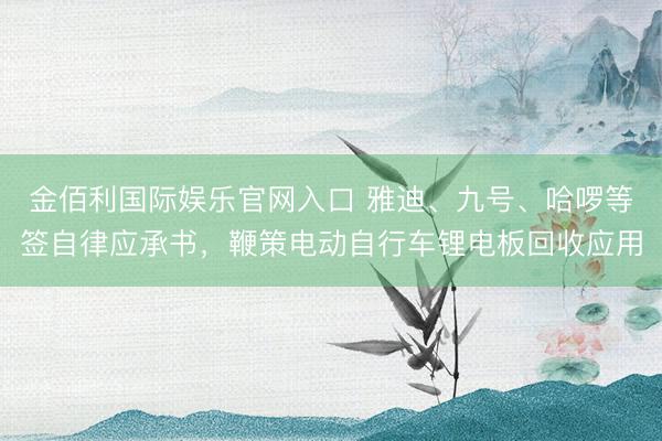 金佰利国际娱乐官网入口 雅迪、九号、哈啰等签自律应承书，鞭策电动自行车锂电板回收应用
