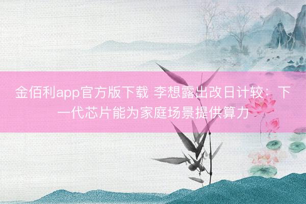 金佰利app官方版下载 李想露出改日计较：下一代芯片能为家庭场景提供算力