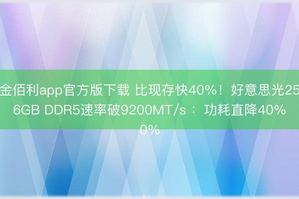 金佰利app官方版下载 比现存快40%！好意思光256GB DDR5速率破9200MT/s ：功耗直降40%
