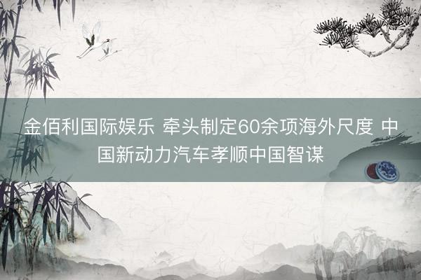 金佰利国际娱乐 牵头制定60余项海外尺度 中国新动力汽车孝顺中国智谋