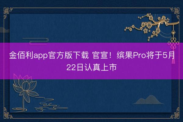 金佰利app官方版下载 官宣！缤果Pro将于5月22日认真上市