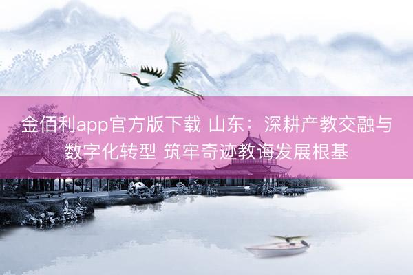 金佰利app官方版下载 山东：深耕产教交融与数字化转型 筑牢奇迹教诲发展根基