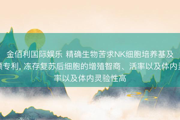 金佰利国际娱乐 精确生物苦求NK细胞培养基及培养本领专利， 冻存复苏后细胞的增殖智商、活率以及体内灵验性高