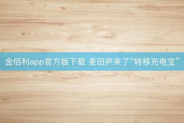 金佰利app官方版下载 麦田庐来了“转移充电宝”