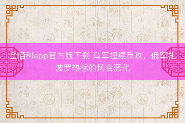 金佰利app官方版下载 乌军捏续反攻，俄军扎波罗热标的场合恶化